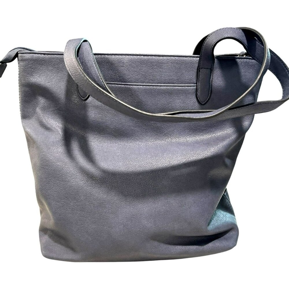 Inc International Concepts Navy Faux Leather Tote Bag New - Picture 3 of 6